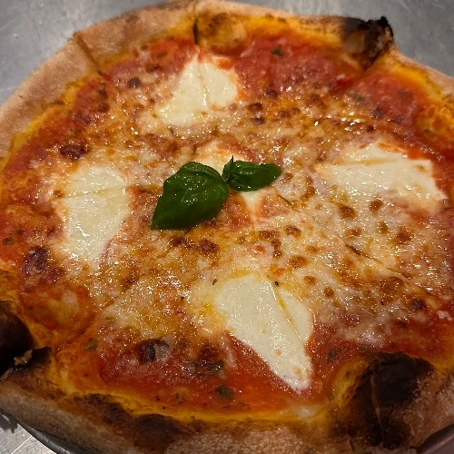 Margherita pizza from the brick oven